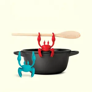 Crab-Shaped Silicone Cutlery Organizer, Sturdy Red Tableware Rest, Heat-Resistant Spoon Holder, Steam Releaser, Ideal Kitchen Gift for Organization