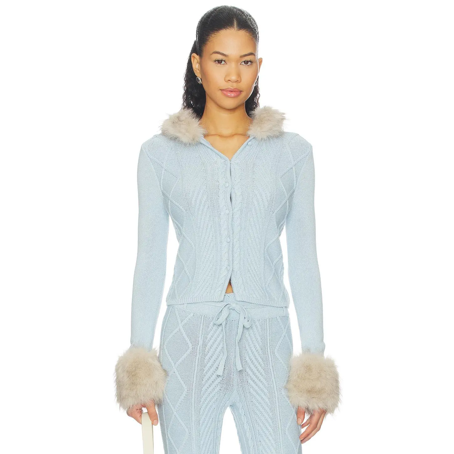 House of Sunny Peggy Cardigan in Pale Blue