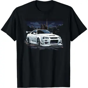 White Gt r 34 Skyline JDM Car Enthusiast T-Shirt