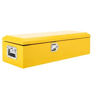 Garvee Yellow Steel Truck Bed Tool Box, Diamond Plate Tool Box with Side Handle and Lock Keys, Storage Toolbox Chest Box Organizer for Pickup, Truck Bed, RV, Trailer