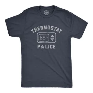 Mens Thermostat Police T Shirt Funny HVAC Heating and Air Conditioning Climate Graphic Tee Mens Funny T Shirts Cool Vintage Fashion T-Shirt Gift Classic Menswear Funny Sarcastic Short Sleeve Novelty Tees for Navy