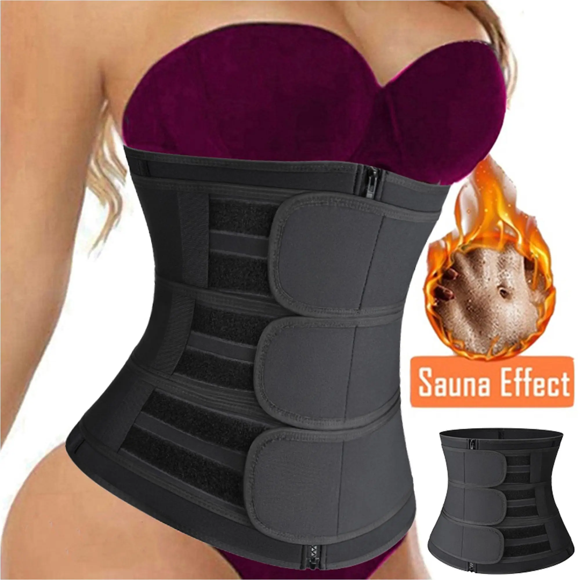 Women's Neoprene Sauna Sweat Waist Trainer Corset - Adjustable Compression Shapewear, Athletic Activewear for Tummy Control & Workout Waist Trimming, Basic, Straps, Waist Trainer Body Shape