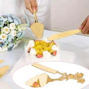 2PCS Vintage Rose Style Cake Cutting Set - Pie Cake Serving Kit with Pastry Pie Server and Cake Pizza Cutter - Perfect for Wedding, Birthday Party, Anniversary Celebrations