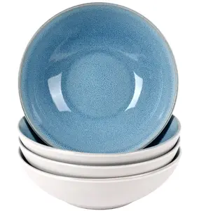 7 Inch Pasta Bowls Set of 4, 22oz Serving Bowls for Kitchen, Soup Bowl, Large Stoneware Bowls for Festivals, Housewarming, Dinnerware