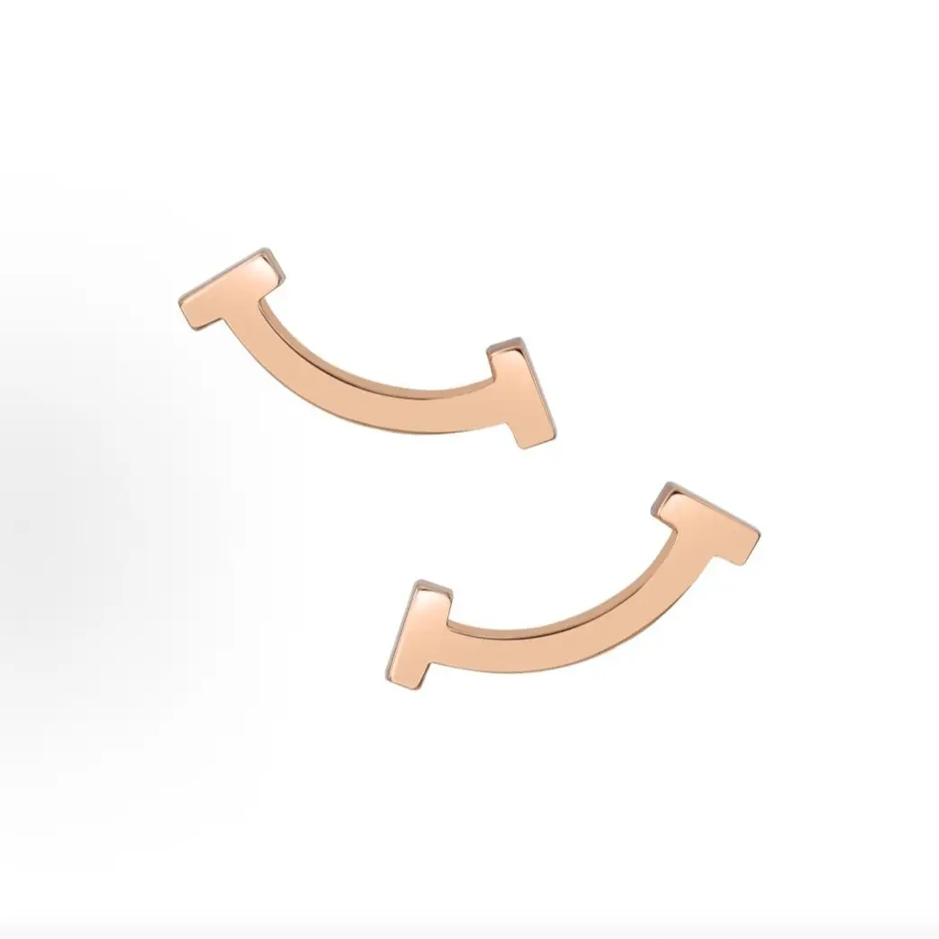 Pre-owned Brand new Tiffany T Smile Mini Curve Stud Earrings, Rose Gold（Do not purchase directly. Contact us for details.）