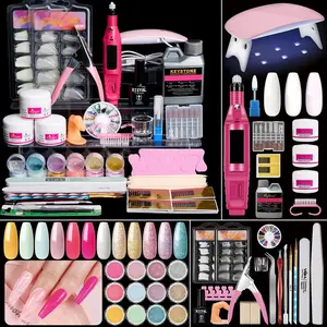 Acrylic Nail Kit for Beginners Professional Nails Kit with Drill and U V Light Glitter Powder Decorations Rhinstones DIY Gifts