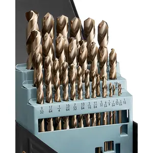 【fathersdaygift】VEVOR Cobalt Drill Bit Set, 29 Pcs, M35 High Speed Steel Cobalt Drill Bits with Storage Case, for Drilling Metal, Stainless Steel, Aluminum Alloy, Wood, Plastic, for Professional Work and Home DIY