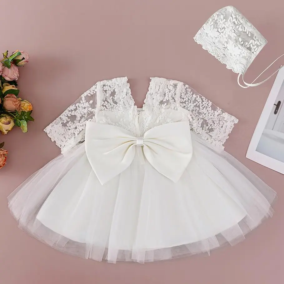 Baby Flower Girls Dress Christening Baptism Formal Gown Embroidery Paqeant Party Wedding Lace Dresses Baby Clothing