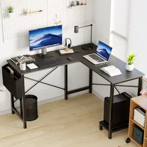L Shaped Computer Desk Corner Desk, Gaming Table 50 inch PC Writing Study Desk for Home Office Dorm Small Space, Black
