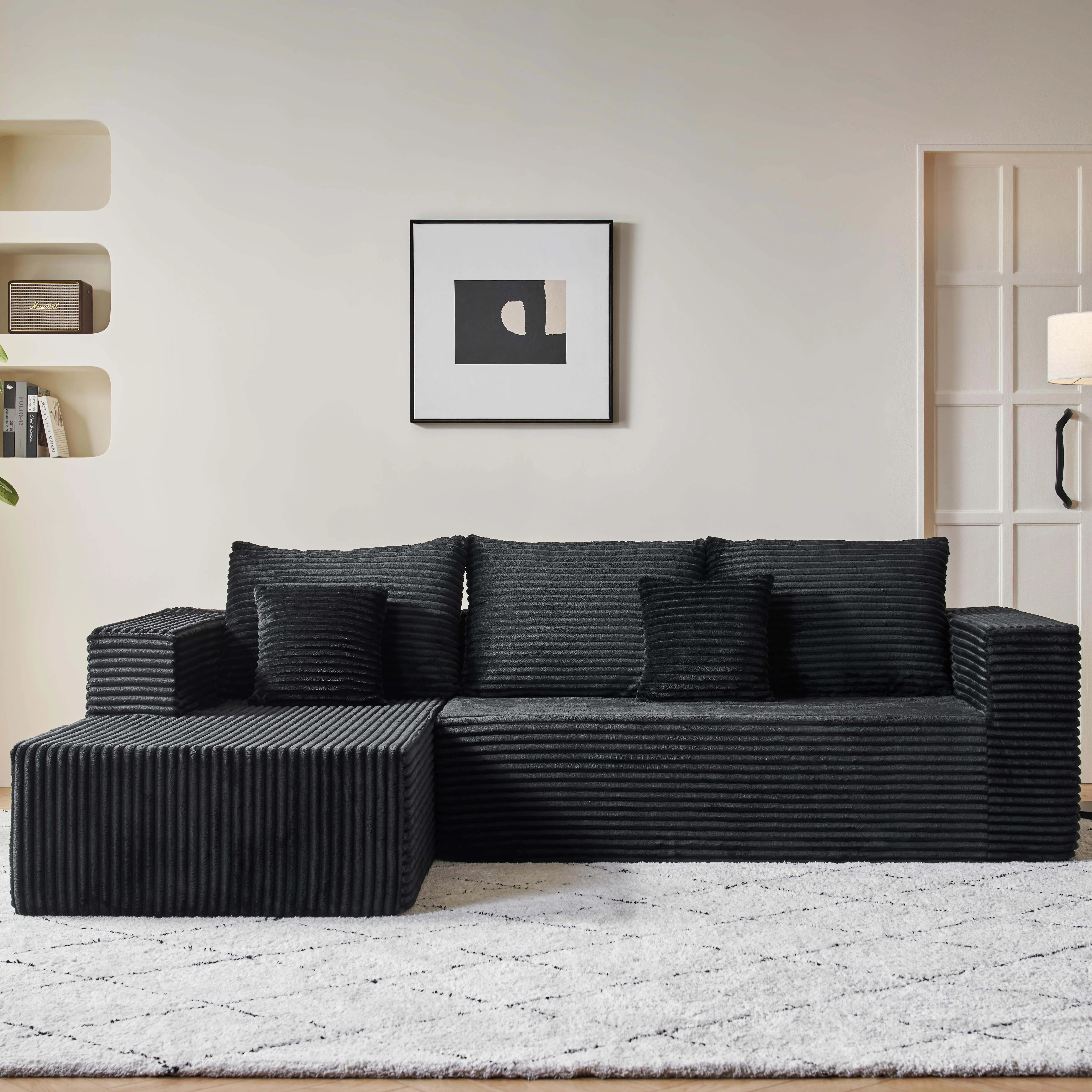 L-Shaped Modern Chenille Sofa Set, Free Combination Sofa for Living Room and Room (Side Recliner) Boneless Sectional Couch home Sofa family Couch boneless couches for living room, Living Room Couch, Moder