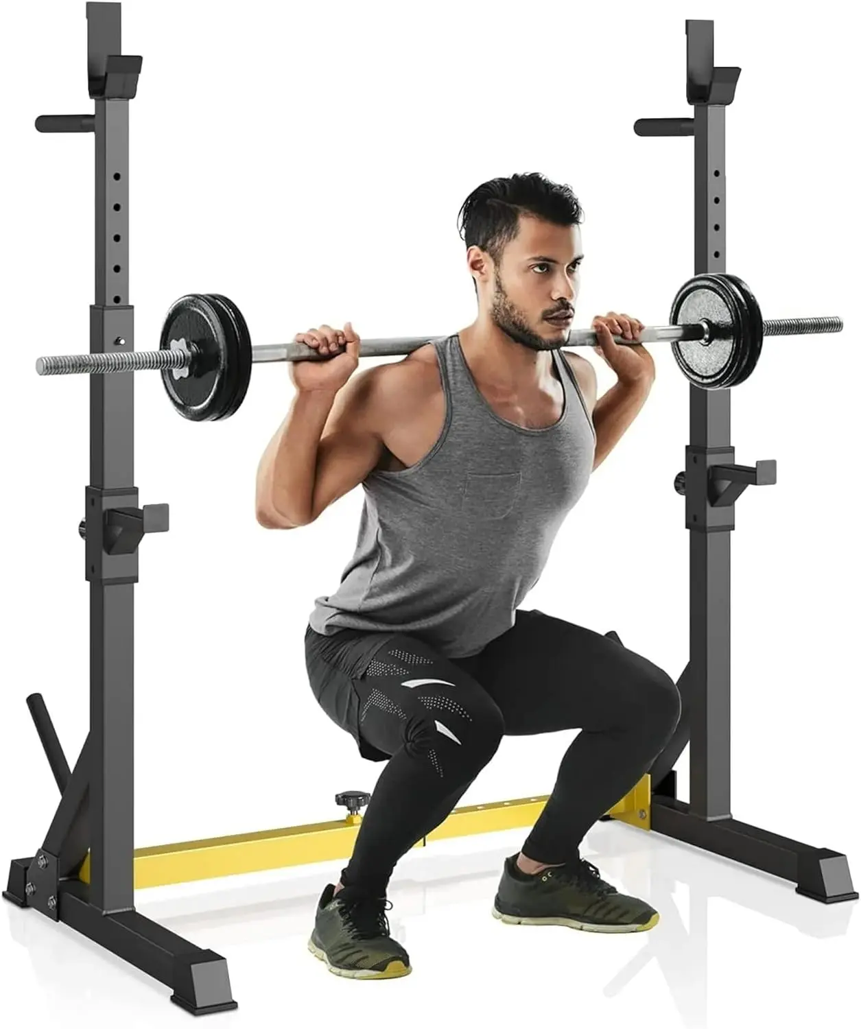 Arlopu Multifunctional Squat Rack Stand, Weight Rack for Home Gym, Weight Press Rack with Barbell Storage,  Adjustable Dumbbell Rack,570 lbs,Strength Training homeessentials
