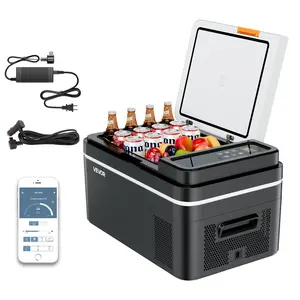 VEVOR Car Refrigerator, DC 12/24V AC100-240V Compressor Electric Cooler, -4 ° F to 68 ° F Car Fridge with APP Control, 23 QT Cars Freezer for RVs, Campsites, Boats, Camping, Fishing, 45W Portable Freezer