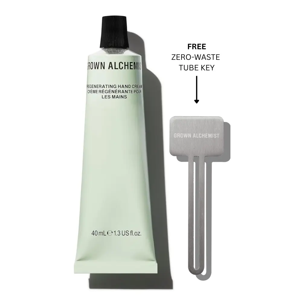 GROWN ALCHEMIST Regenerating Hand Cream 40ml - Lightweight Silky Texture with Polypeptide & Rambutan for Smooth Skin - Uplifting Orange Rosemary Sage Scent - Zero-Waste Tube Key Included