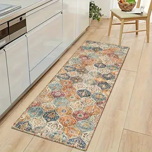 1Pc Creative Bohemian Moroccan Printing Water Absorption Non-slip Easy Cleaning Floor Mat, Decorative Floor Mat, Toilet Floor Mat