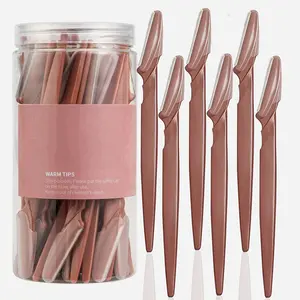 Women Facial Skin Smooth Shaver Set, Suitable for Men & Women, Includes Stainless Steel Face Razor & Skincare Tools, Coffee Color, 12 Pieces