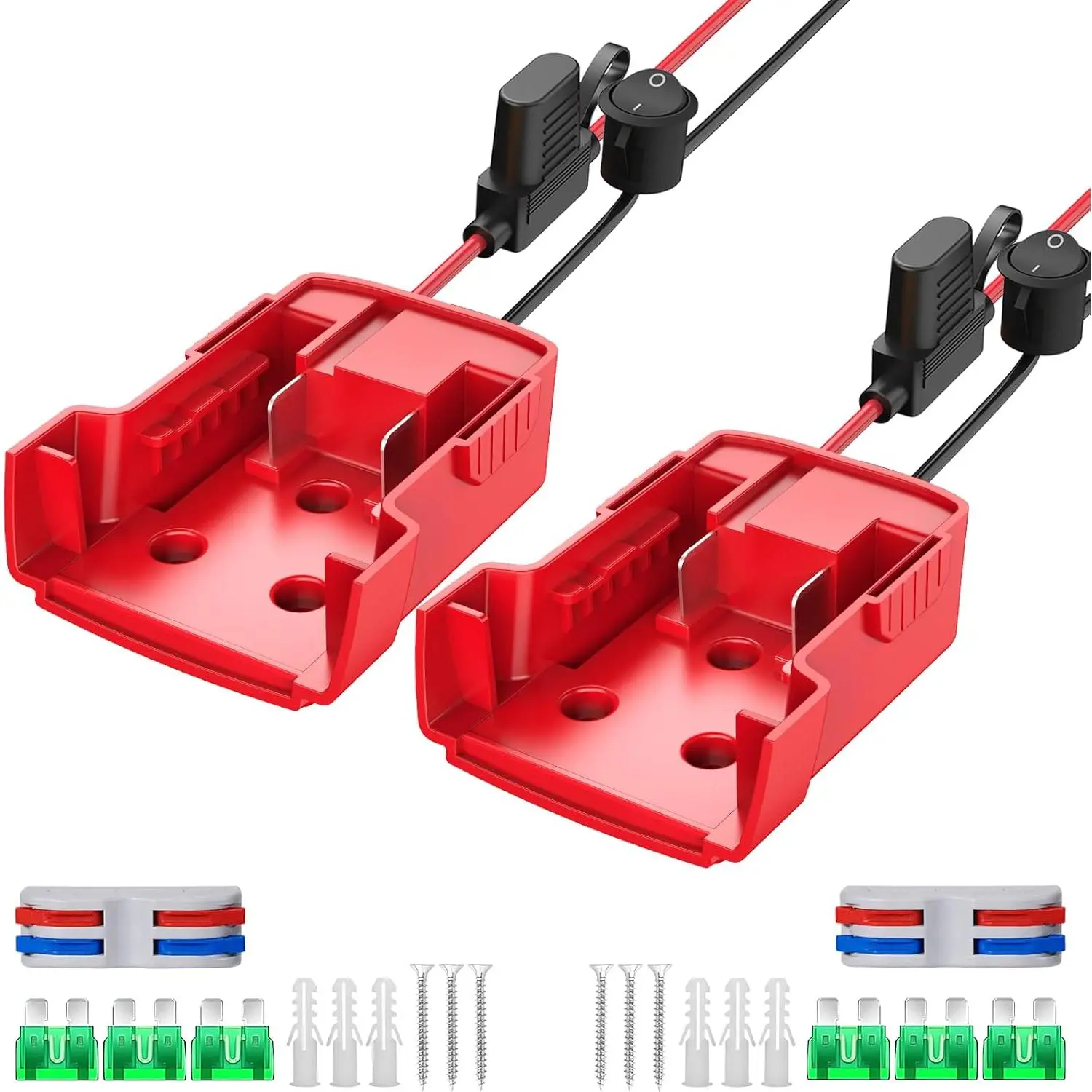 2 Packs Power Wheel Adapter Compatible with Milwaukee 18V Battery Adapter Power Wheel Battery Converter Kit with Fuse & Switch & Wire Terminals & 12 AWG Wire for DIY RC Car Toys Robotics