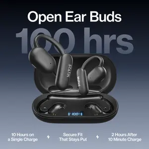 STATIK Aktive Open-Ear Buds: Bluetooth Earbuds | Clip-On Comfort | IPX5 Sweat & Water Resistant | Built-In Mics for Calls | Up to 5Hrs Per Charge + Charging Case | For Running, Workouts & Work