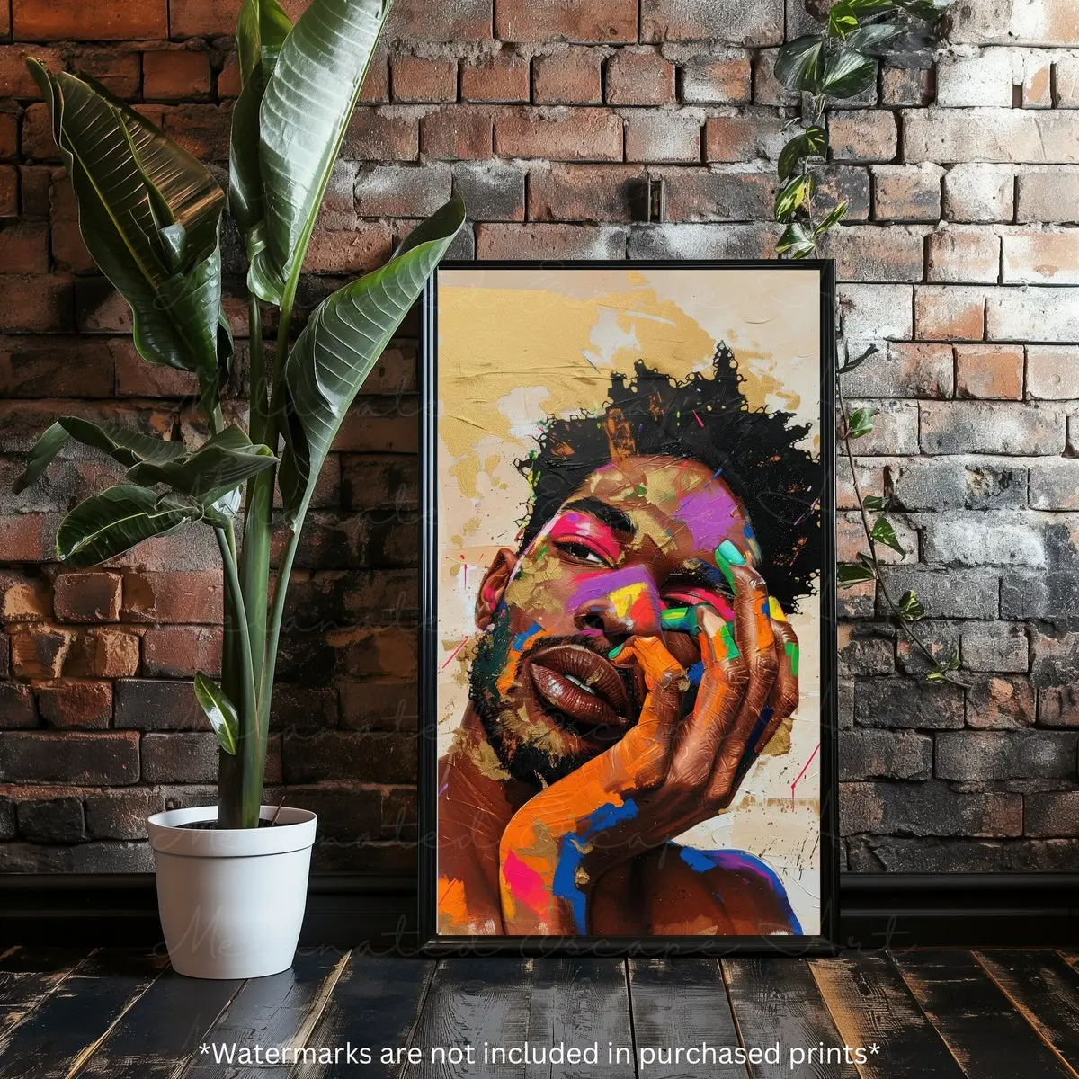 Gay Black Art, Queer African American Wall Art, Gay Male Home Decor, Printable LGBTQ Poster, “Over It” Black Men Wall Art, Inclusive Pride Artwork, Room Decor, Unframed | 5 Sizes (8x12–27x40 inch)