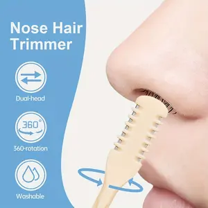 2025 New Mini Double Sided Nose Hair Trimmer with Ear Picker Handheld 360° Rotating Grooming Solution for Men Daily Care