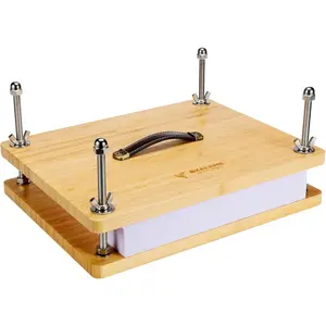 Book Press-14.7x11.4 in Large Size, Sustainable Wood Bookbinding Press, Portable Grip Handle & Anti-Slip Mat, Handmade Book Binding Tools for Craft Enthusiasts