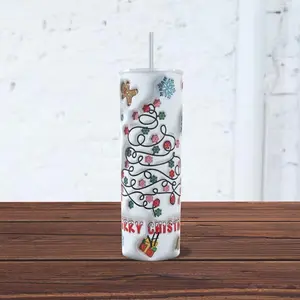 Christmas Wonderland 20oz Stainless Steel Insulated Tumbler with Straw and Sliding Lid - Perfect for Beverages Hot or Cold Drinkware Flasks Portable Bottles Bottled Water Bottles