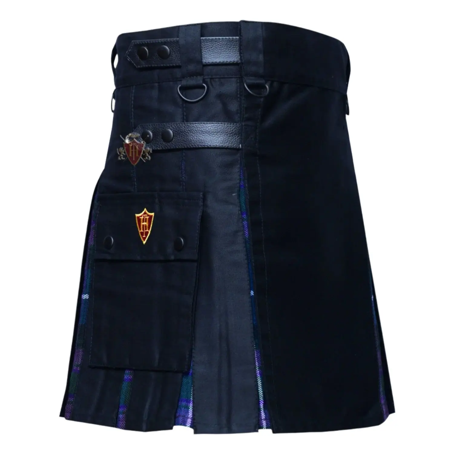 Pride of Scotland Women's Hybrid Tartan Kilt, Button-Closure Dancewear with Leather Straps, Durable Fabric for Sports & Outdoor Activities, Pockets, Cotton, Varies, Skirt