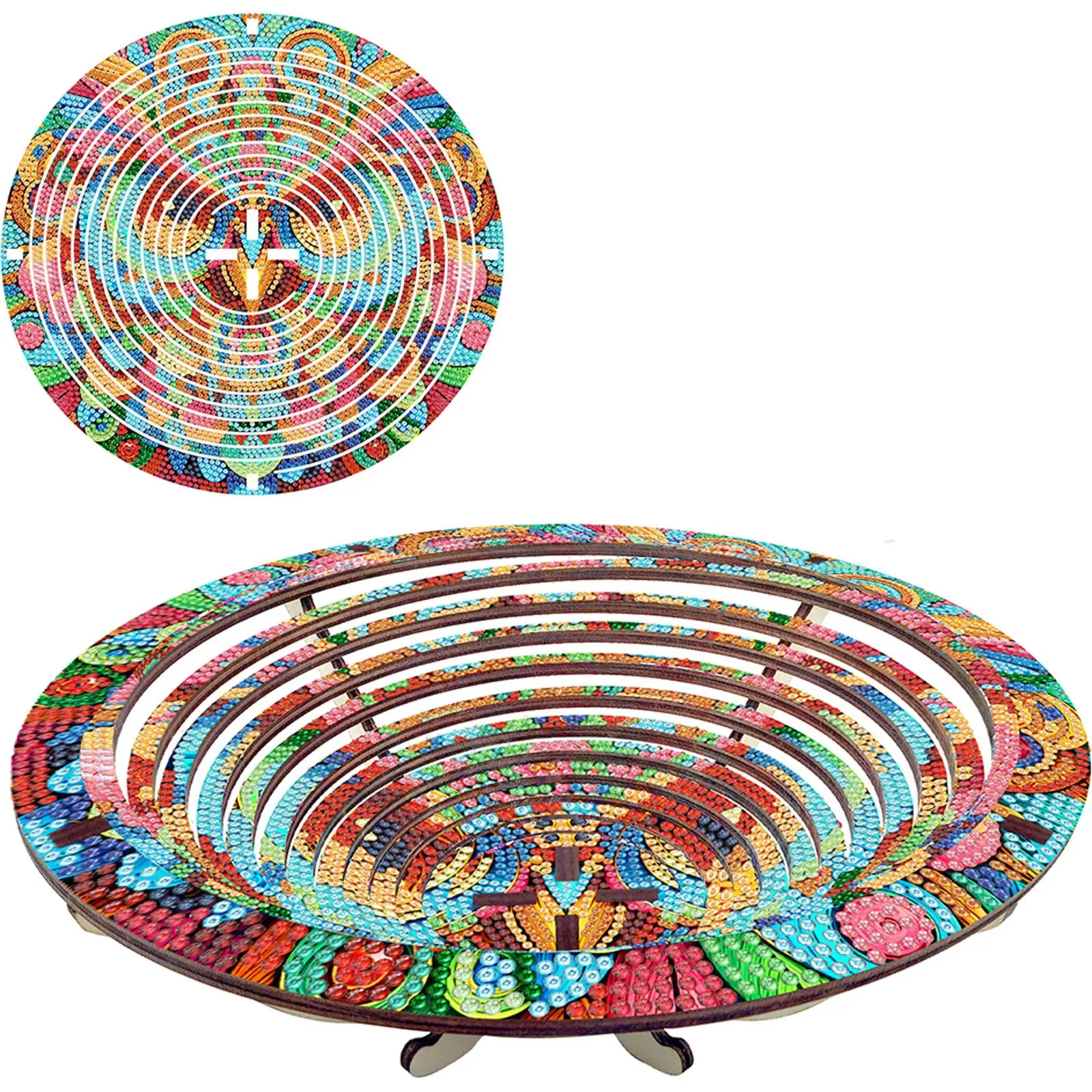 Diamond Painting Kit DIY Diamond Wooden Snack Storage Tray Diamond Art Painting Candy Plate DIY Handmade Dot Diamond Decorative Plate for Parties Festivals Family Gatherings