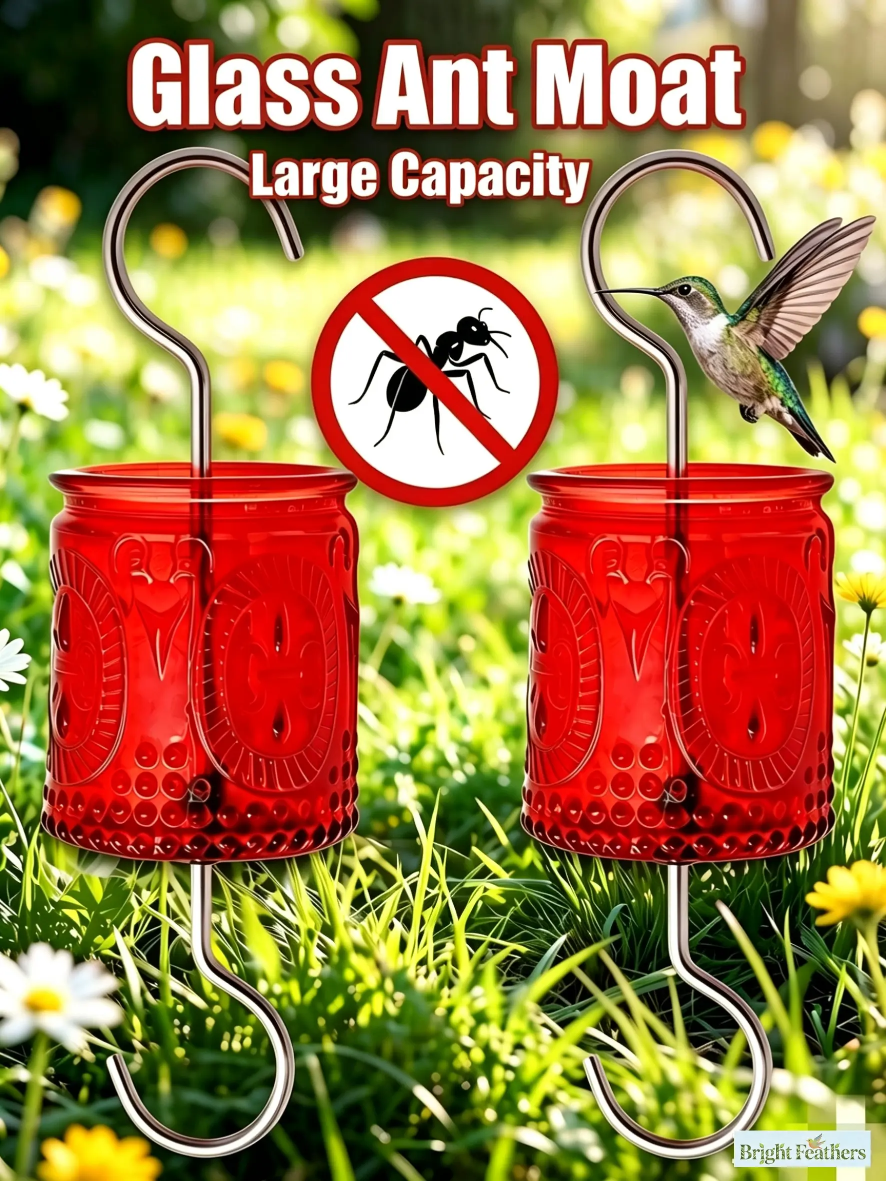 Vintage Glass Ant Moat for Hummingbird and Oriole Feeders Large Capacity Guard for Nectar Feeders Bird Supplies