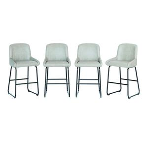 Counter Height Bar Stools Set PU Leather Barstools with Back and Footrest, Modern Armless Bar Chairs for Kitchen Island, Counter