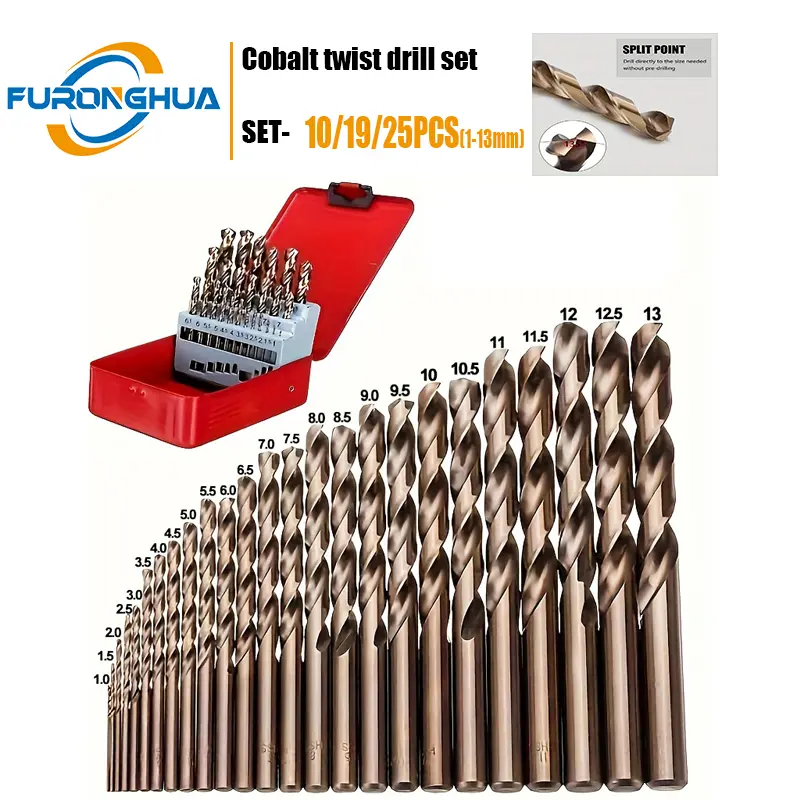25PCS M35 Cobalt Drill Bits Set, High-Speed Steel Spiral Drill Bits for Metal, Wood, Stainless Steel, Heavy-Duty Hardware Tool Accessory, Drillbits, Spiral Drill Bit