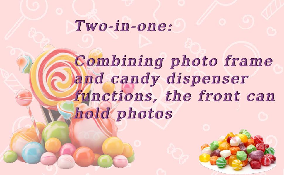 Candy Dispenser Photo Frame, Handy Wall Candy Frame, Wall Mounted Candy Dispenser For Candies, Nuts, Creative Bubble Gum Machine for Home Decor, Office Desktop (Pink)