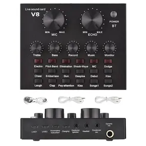 Professional Wireless Podcast Sound Card Set, Live Audio Mixer, Audio Interface, BM-800 Microphone Studio Set, BT Connect Live Streaming Equipment, Singing Games Live Recording Podcast Microphone Set, Recording Kit for Laptop