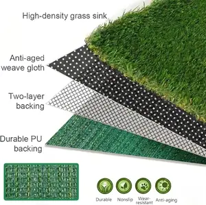 Realistic Artificial Grass Turf Mat, 3 ft x 5 ft with Drainage Holes, Easy to Clean, Suitable for Dogs, Ideal for Balcony & Patio Home Decor, Indoor & Outdoor Use