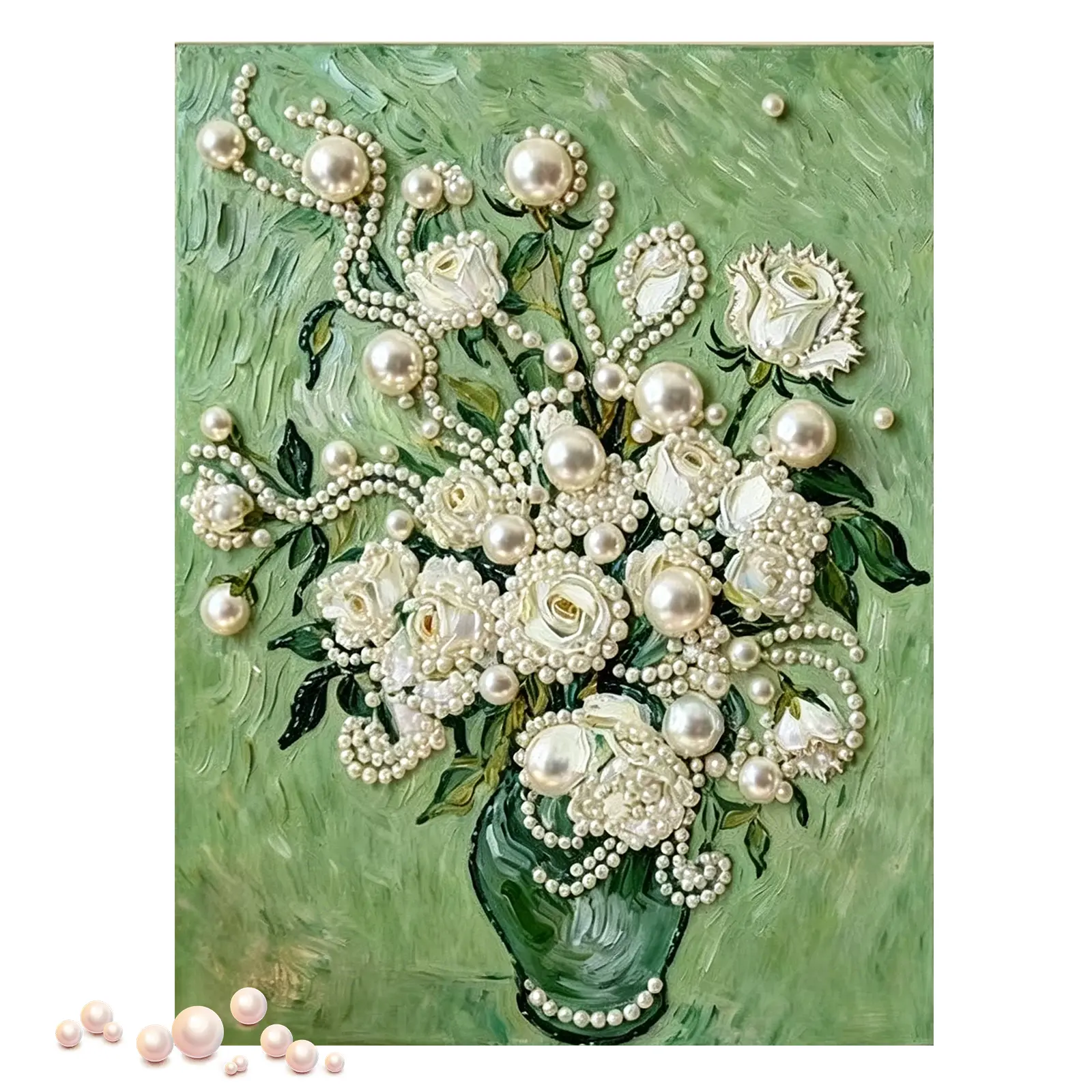 DIY Pearl Diamond Painting Kit - Elegant White Rose Floral Crystal Diamond Art Handicraft, DIY Making Kit for Home Decor, Living Rooms Wall Ornament (Toys & Hobbies, Needlework), Diy Kits, Bedrooms