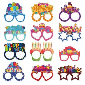 12pcs Birthday Party Decorative Glasses, Colorful Happy Birthday Glasses, Party Dressing and Photo Booth Props, Accessories, Halloween Christmas Event Supplies