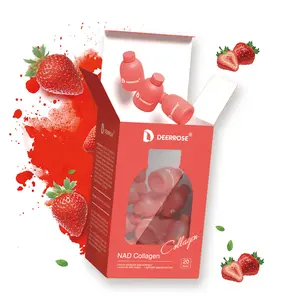 Deerrose NAD+Collagen Anti-aging Supplement for Healthy Skin Hair & Nail Growth 20 Servings Strawberry Flavor Sugar-free Beauty
