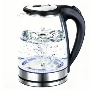 2.0L Electric Glass Kettle 1500W Fast Boiling Hot Water Boiler with Auto Shut-Off & Boil-Dry Protection, BPA-Free Borosilicate Glass, Stainless Steel Base Kitchen Appliance for Home Office Gift