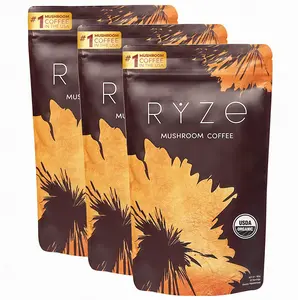 3 Pack RYZE Mushroom Coffee USDA Organic with 6 Adaptogenic Mushrooms and MCT Oil LO USA Grown Instant Coffee for Better Energy, Focus, Digestion, Immunity with Turkey Tail, Shitake, Lion's Mane, 30 Servings Vitamin