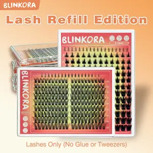 Blinkora Lash Refill Packs Super Soft DIY Lash Extension, Waterproof, Long-Lasting, Cluster Lash