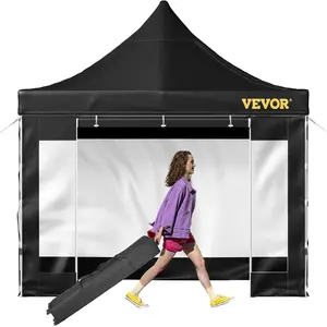 VEVOR Pop Up Canopy Tent, 10 x 10 FT, Outdoor Patio Gazebo Tent with Removable Sidewalls and Wheeled Bag, UV Resistant Waterproof Instant Gazebo Shelter for Party, Garden, Backyard, Black