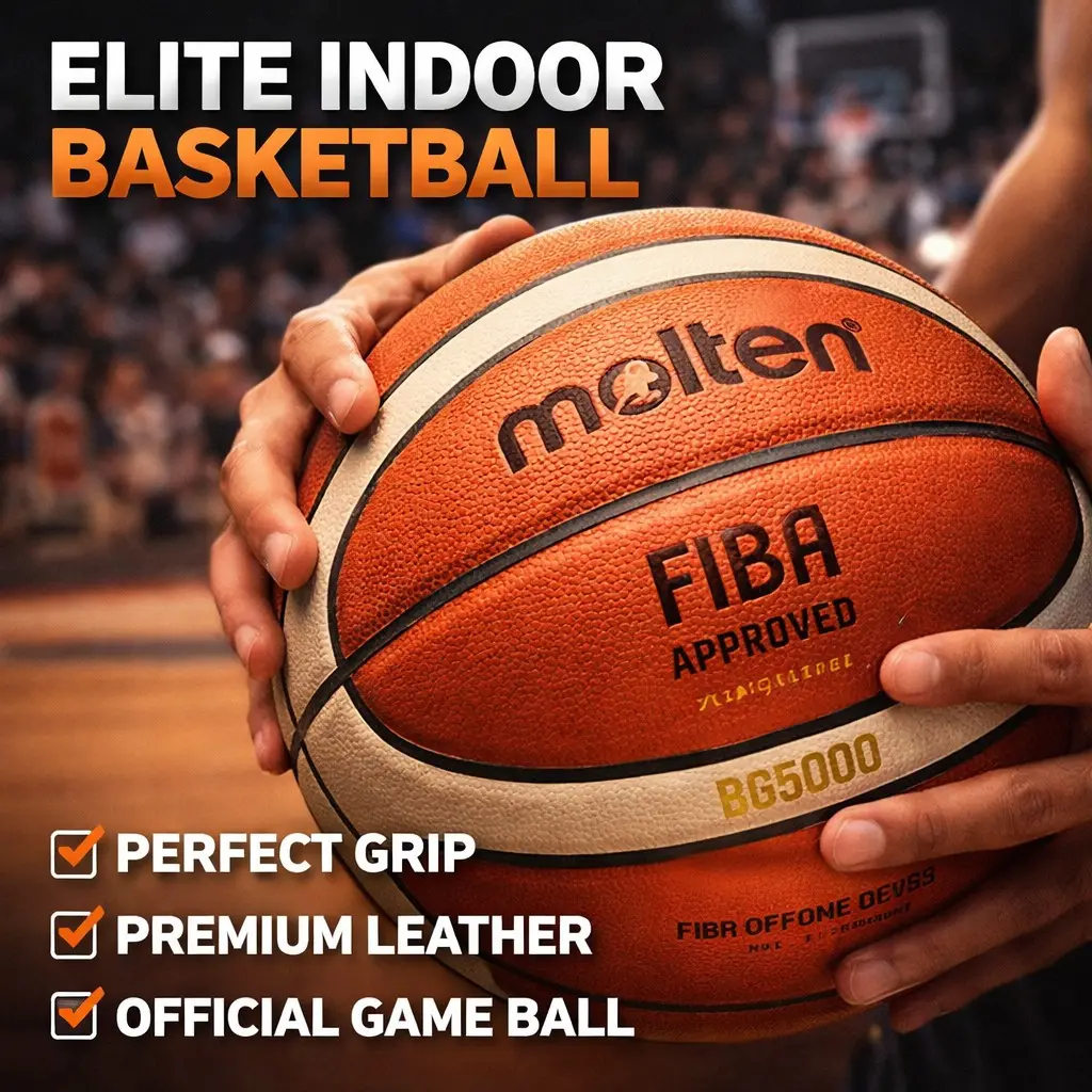 Molten Leather Basketball B7g5000, Indoor Game 7-Number Cowhide Basketball, Durable & High-Quality Design, Perfect for Sports Enthusiasts