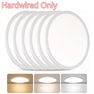 JNOEC Hardwired Only Modern Ultra-Slim LED Flush Mount Ceiling Light Fixture 24W 8.7in 3200LM Adjustable Temp 2700K-6500K 2/4/6 Multiple Packs for Living Room Decor Bedroom, Lamp