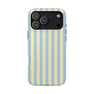 Butter Yellow Blue Striped Phone Case Summer Spring Stripes iPhone 17 Air Pro Max Plus Case iPhone 16 15 14 Pro Max Plus gift for her men's cool gadgets iphone 17 pro max cases girls