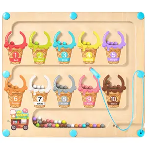 GAMENOTE Magnetic Color and Number Maze, Educational Wooden Color Matching Learning Counting Puzzle Board, Montessori Toys, Fine Motor Skills Toys