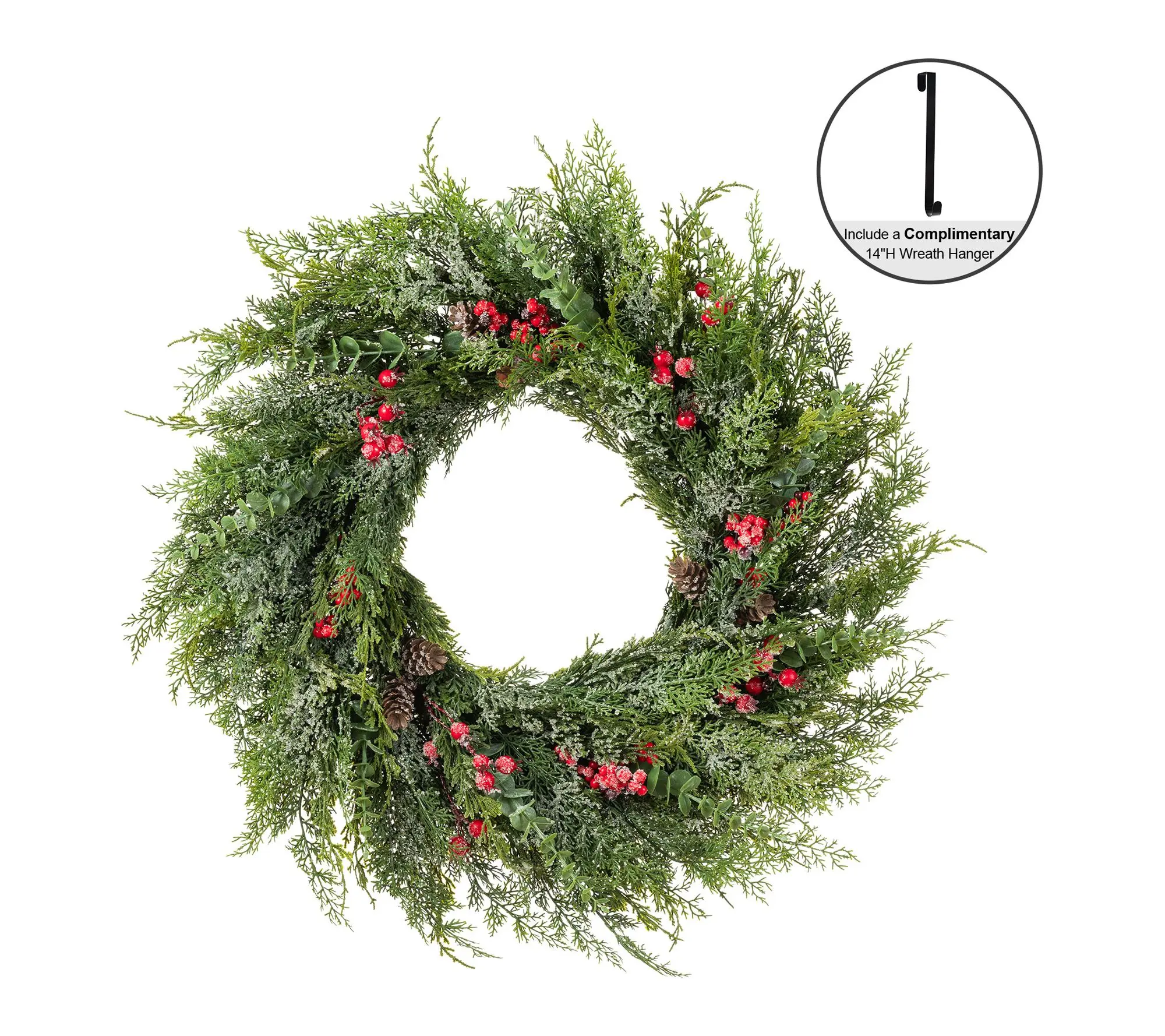 Glitzhome 28"D Christmas Greenery Frosted Dripping Wreath