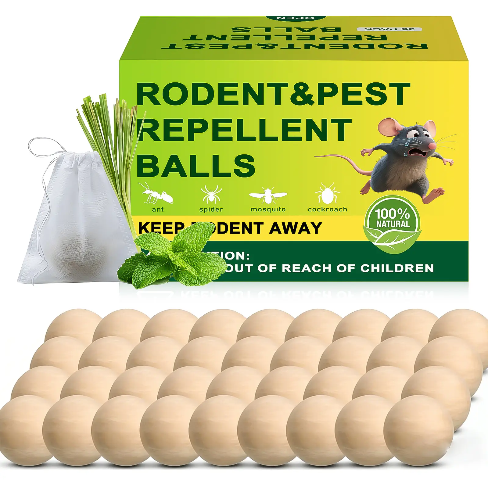 SCARILPEST Rodent Repellent Indoor 36 Balls – Natural Peppermint Mouse Repellent, Mice Repellent Deterrent for Indoor & Outdoor Use, Rodent Repellent for Home, Garage, Car & RV tiktokshopbacktoschool