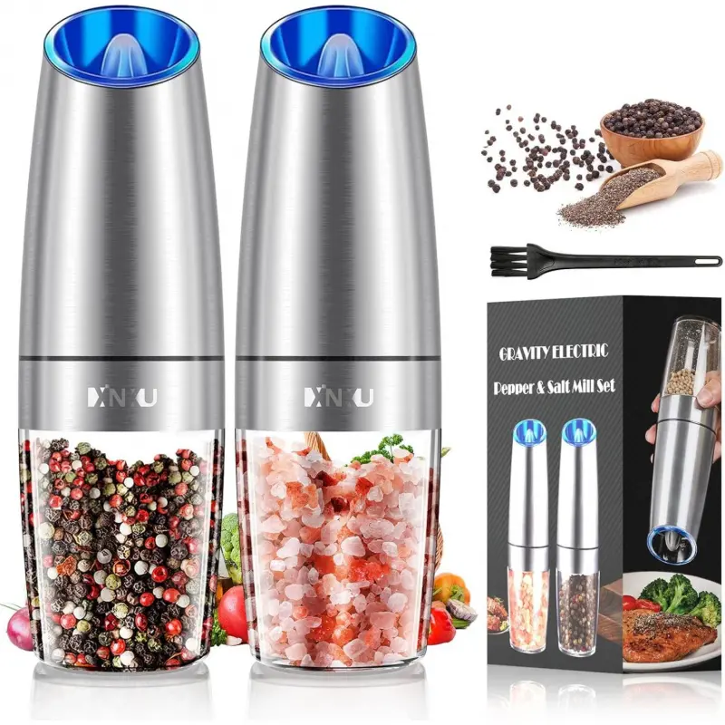 Gravity Electric Salt and Pepper Grinder Set, Automatic Mill Grinder ...