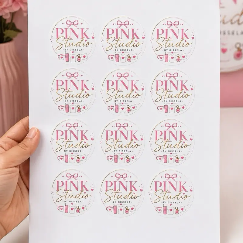 24 Stickers Personalizados con tu Logo – Etiquetas Adhesivas Redondas para Negocios, Empaques, Bolsas y Repostería