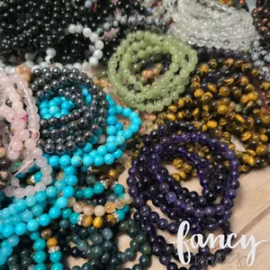 Fancy Stretchy Gemstone Bracelets - Assorted Colors & Designs for Stylish Wear 8mm Bead Size Comfortable Fit One Size Fits All Elegant Accessory
