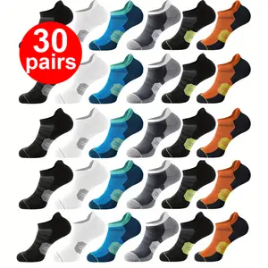 Women's Unisex Low-Cut Sporty Socks, Polyester Blend 1 Size, Soft Padded, 6/18/30 Pairs, Sports-Fit Active Wear for Running